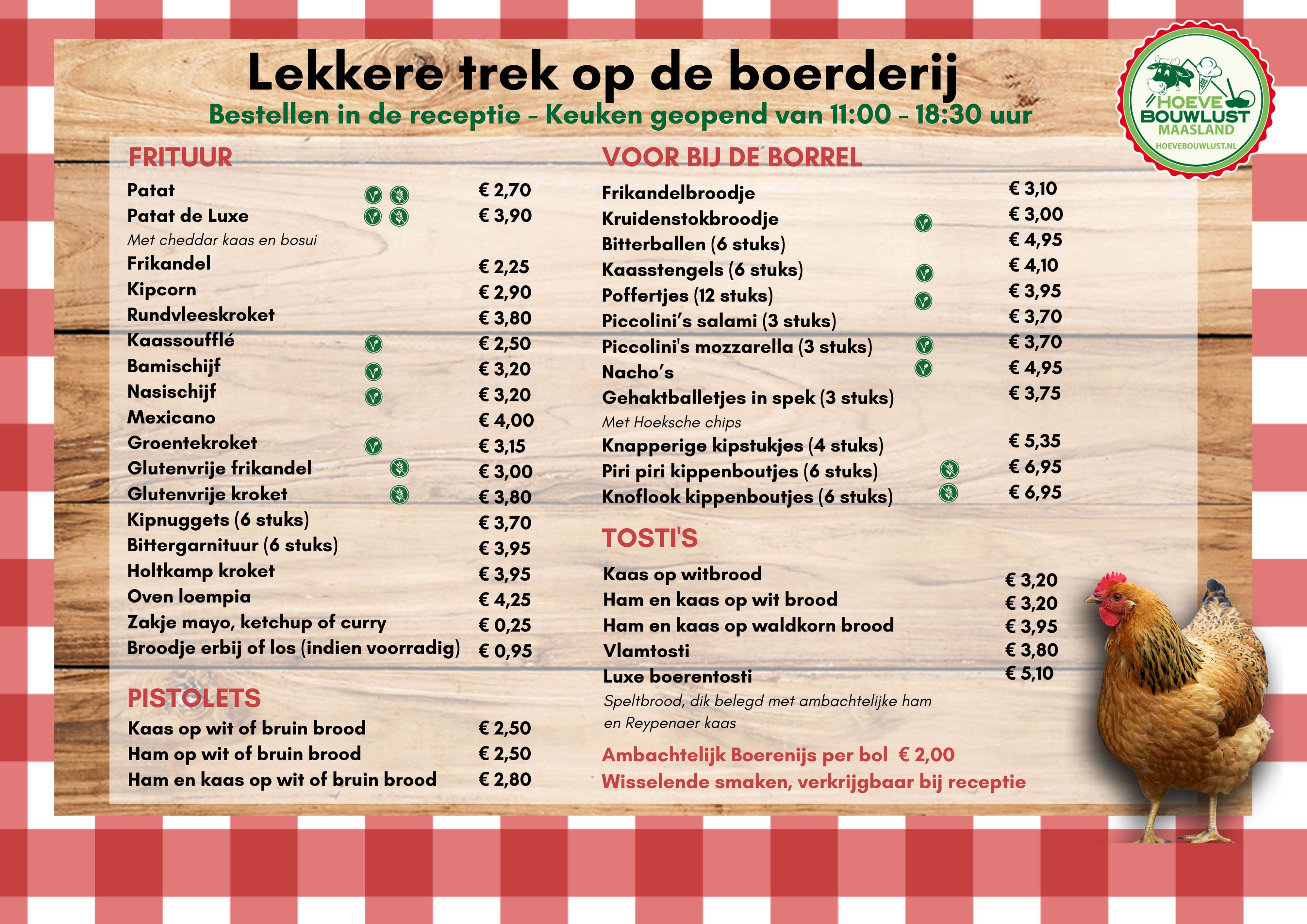 Menukaart Hoeve Bouwlust Maasland